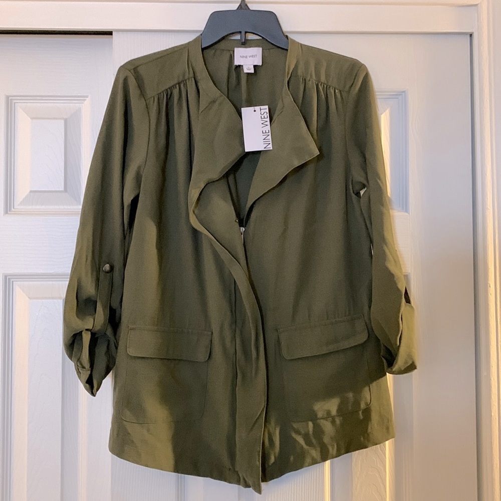 NWT Nine West Dark Olive Green Utility Jacket, Size Small - Picture 3 of 12